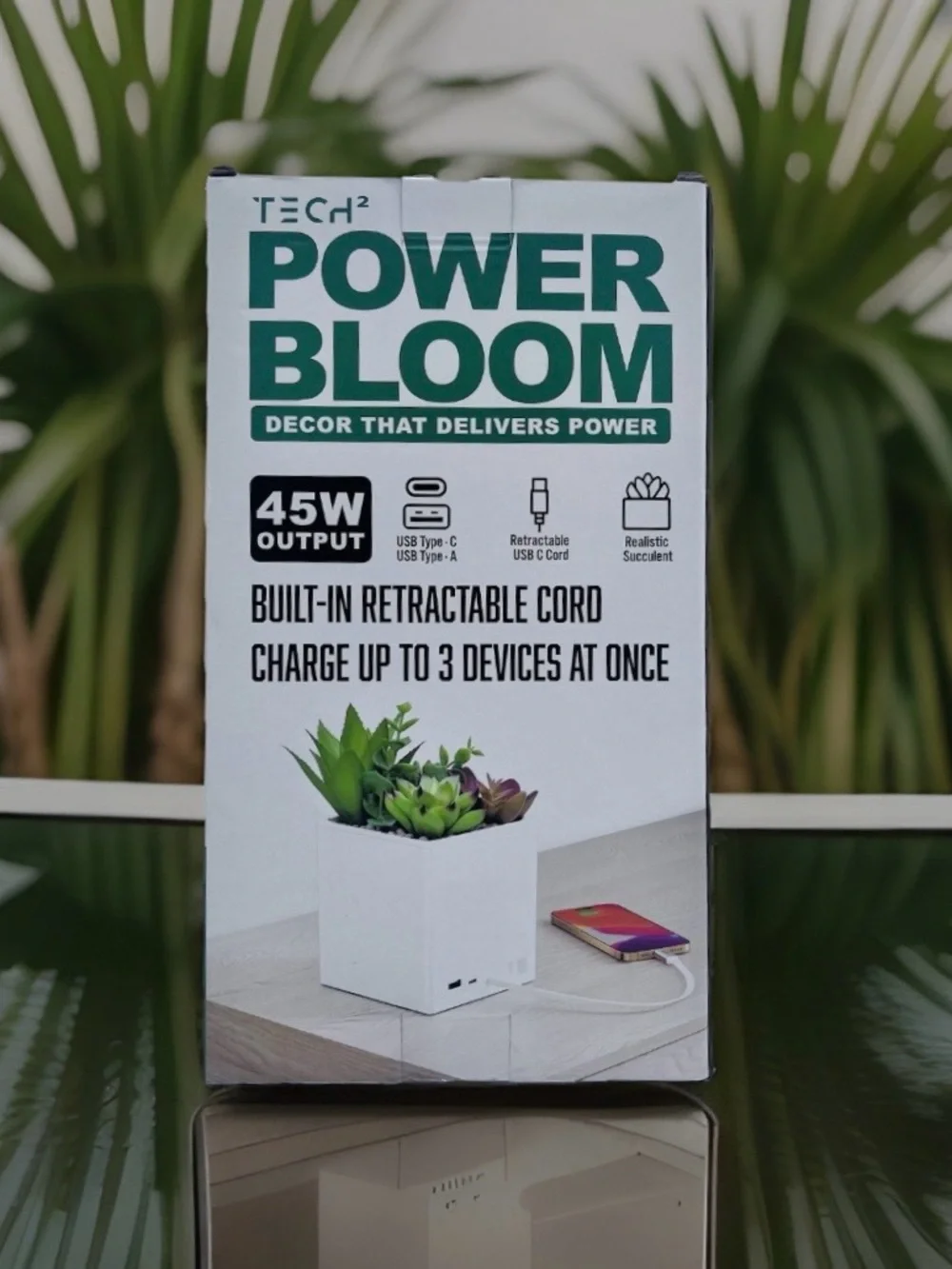 Tech² Power Bloom 45W Succulent Plant Fast Charging POWER BLOOM Station USB C&A